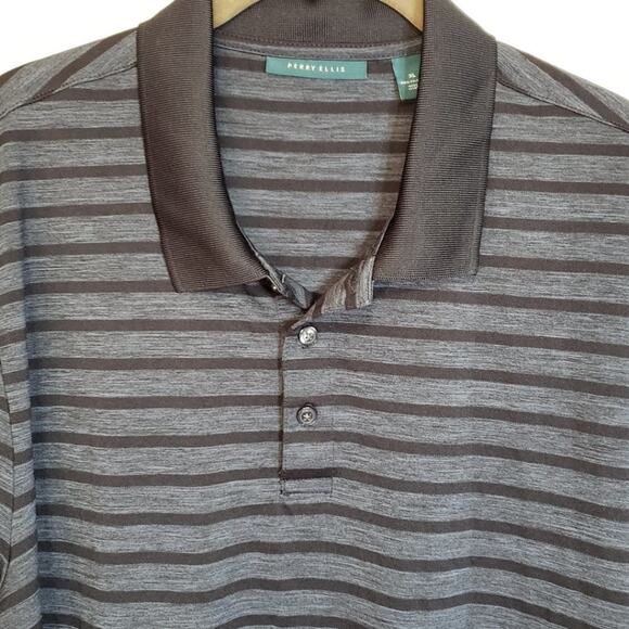 Perry Ellis Stripe Three Button Spread Collar Golf Polo XL - Picture 3 of 7